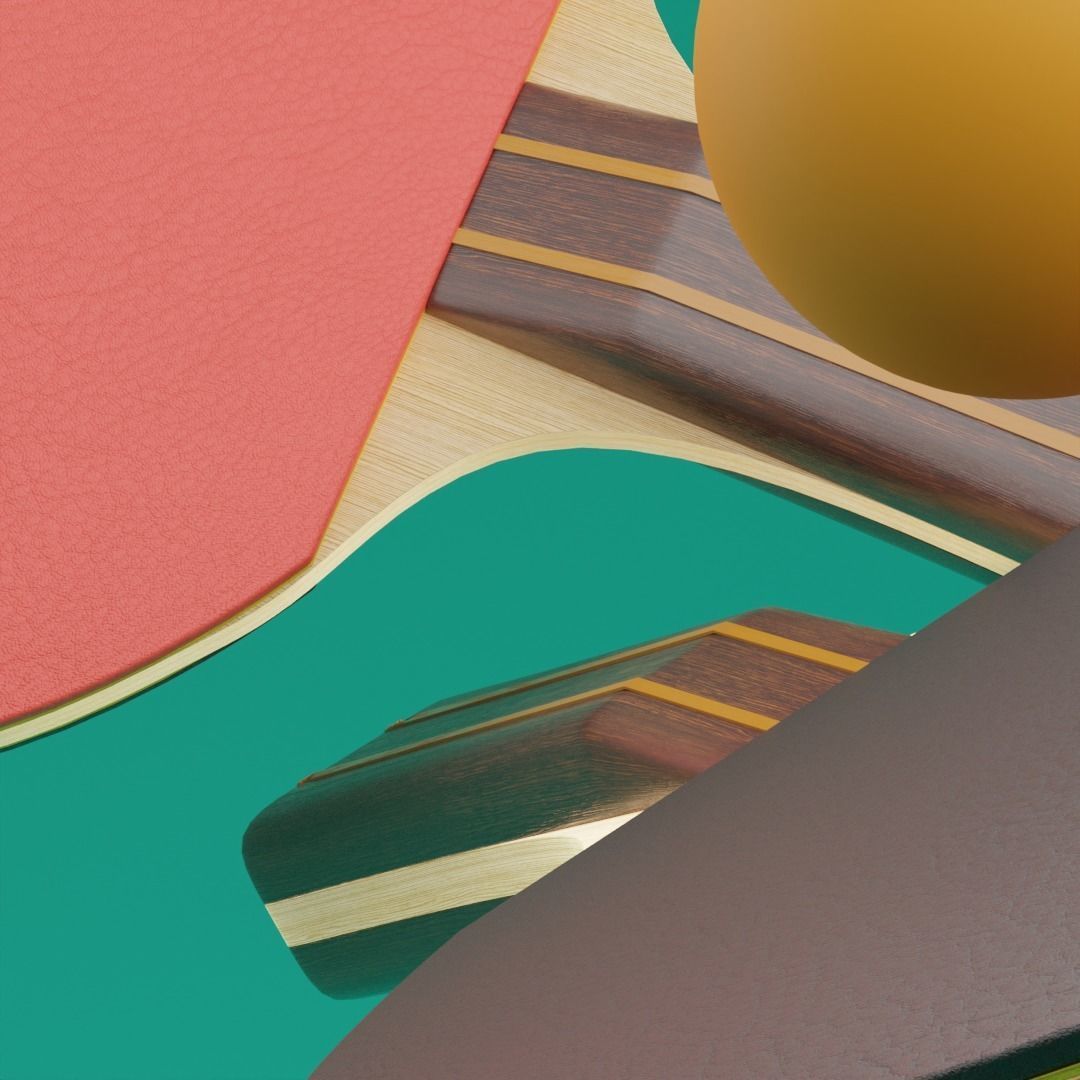 Realistic Table Tennis Racket and Ping Pong Ball 3D model_4