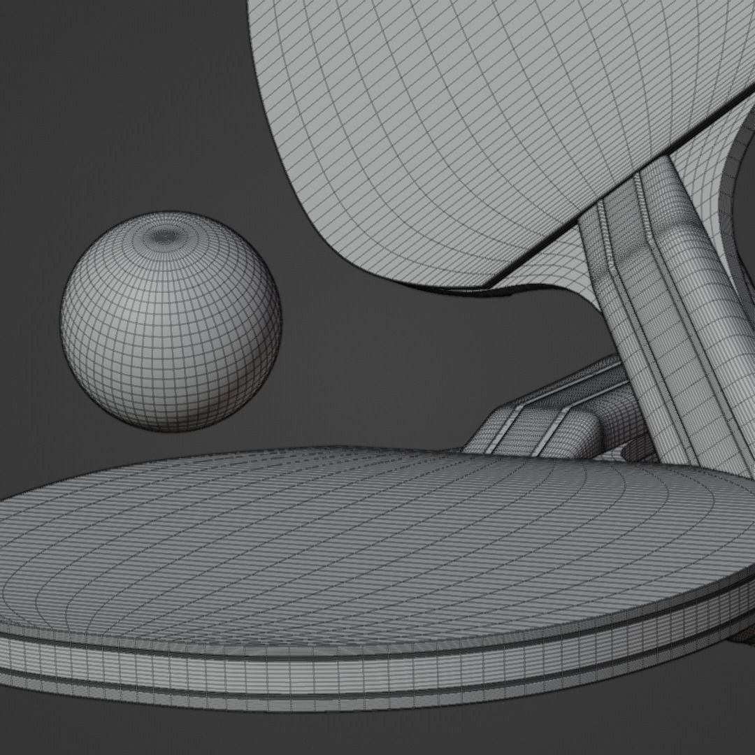 Realistic Table Tennis Racket and Ping Pong Ball 3D model_7