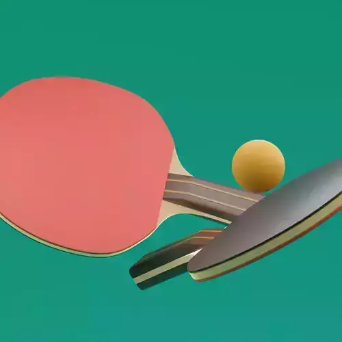 Realistic Table Tennis Racket and Ping Pong Ball