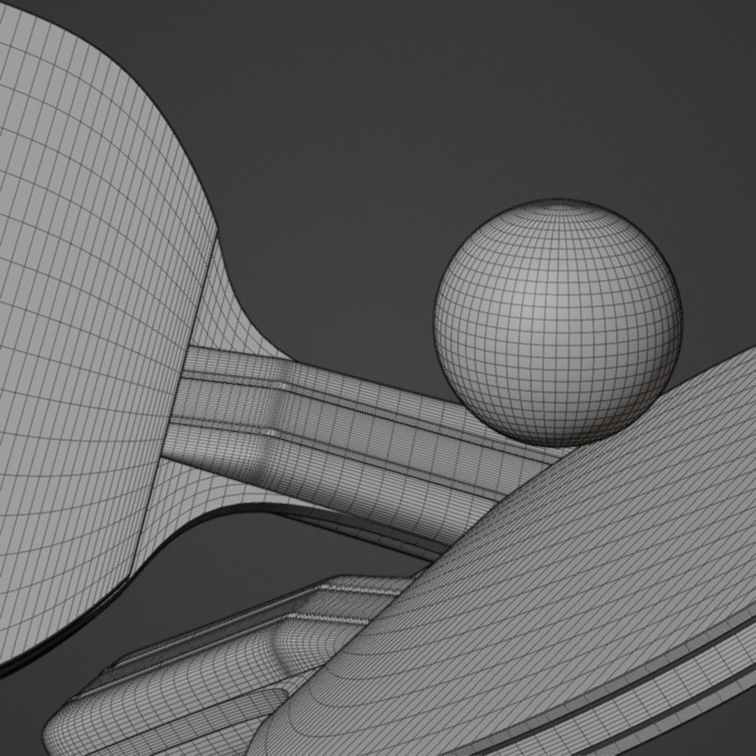 Realistic Table Tennis Racket and Ping Pong Ball 3D model_9
