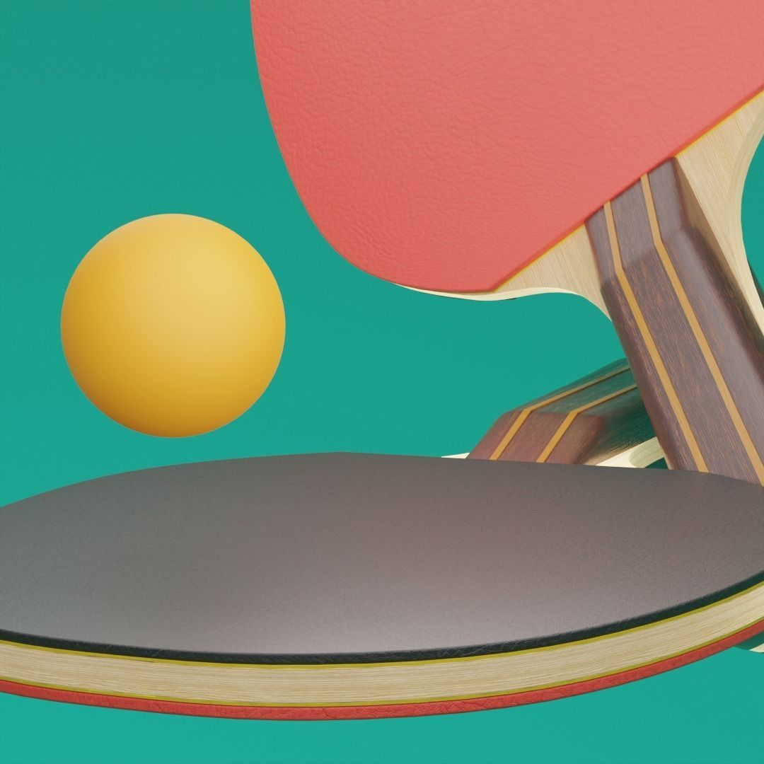 Realistic Table Tennis Racket and Ping Pong Ball 3D model_6
