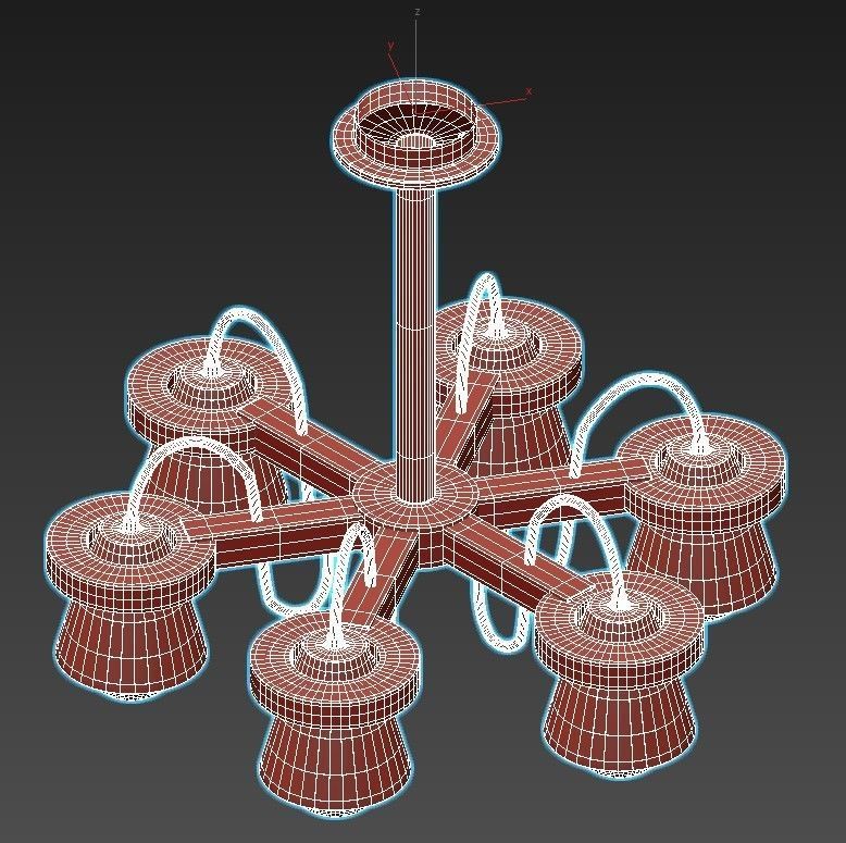 liustra light chandelier wood 3D model_2