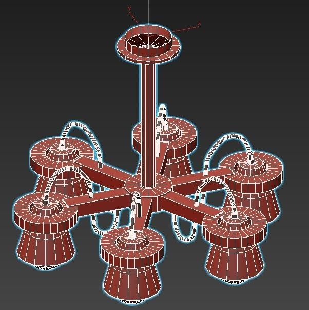 liustra light chandelier wood 3D model_6