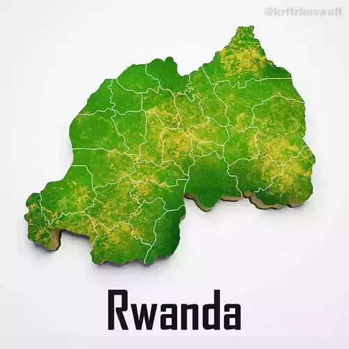 Rwanda country map 3d model
