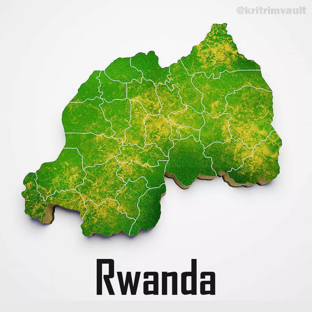 Rwanda country map 3d model 3D model_0