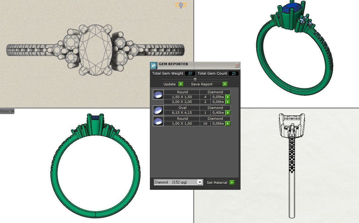Oval stone engagement ring ready for print 3D print model_18