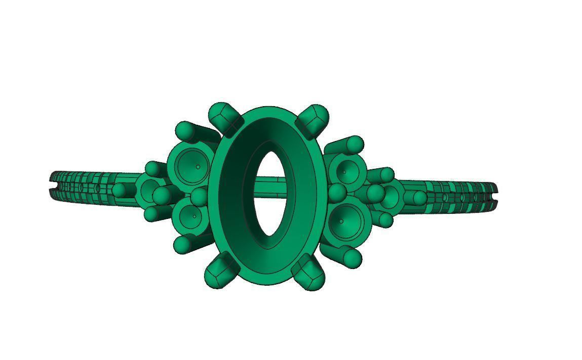 Oval stone engagement ring ready for print 3D print model_12