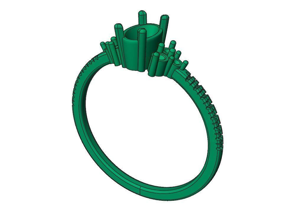 Oval stone engagement ring ready for print 3D print model_15