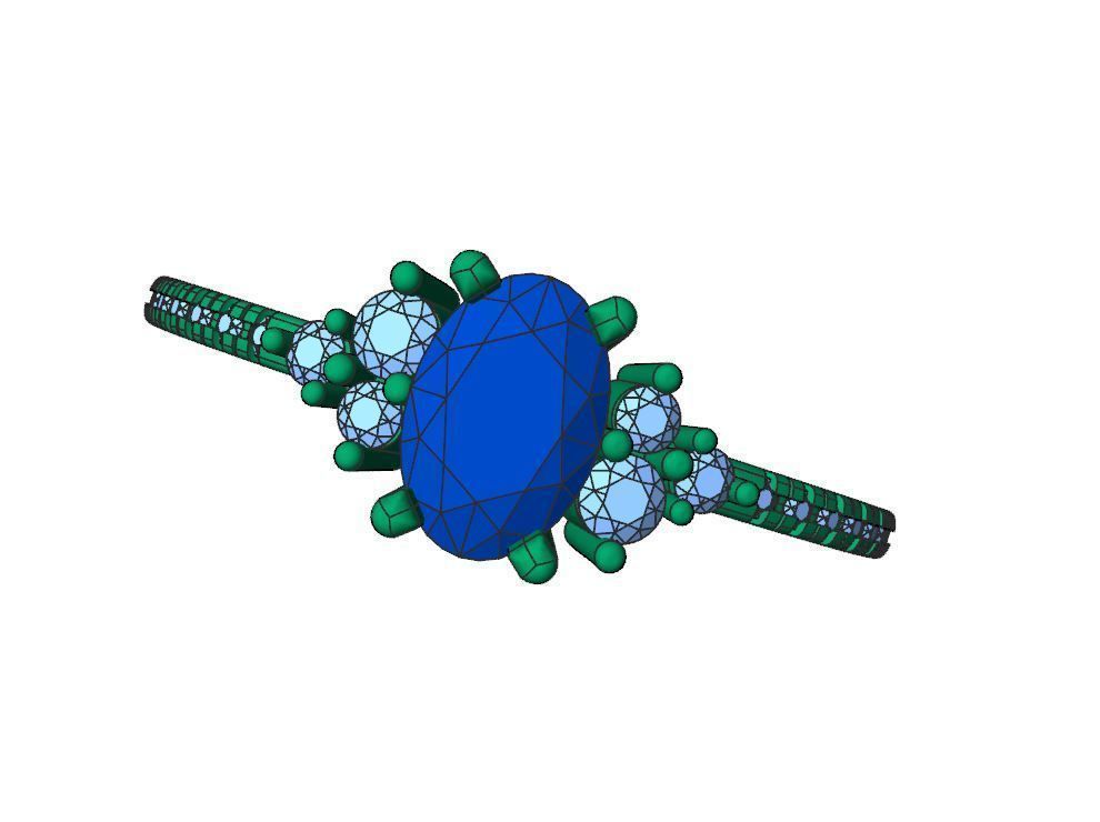 Oval stone engagement ring ready for print 3D print model_14