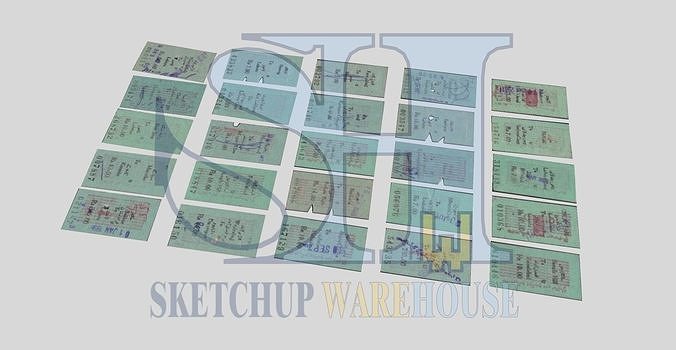 Railway Tickets Low-poly 3D model
