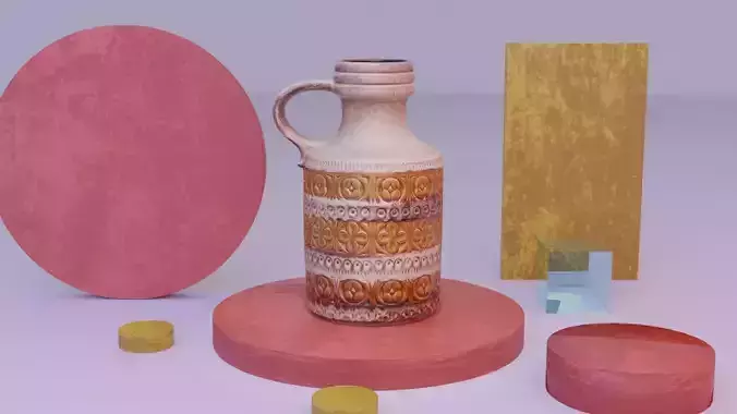 Ethnic clay pot 01 high-poly