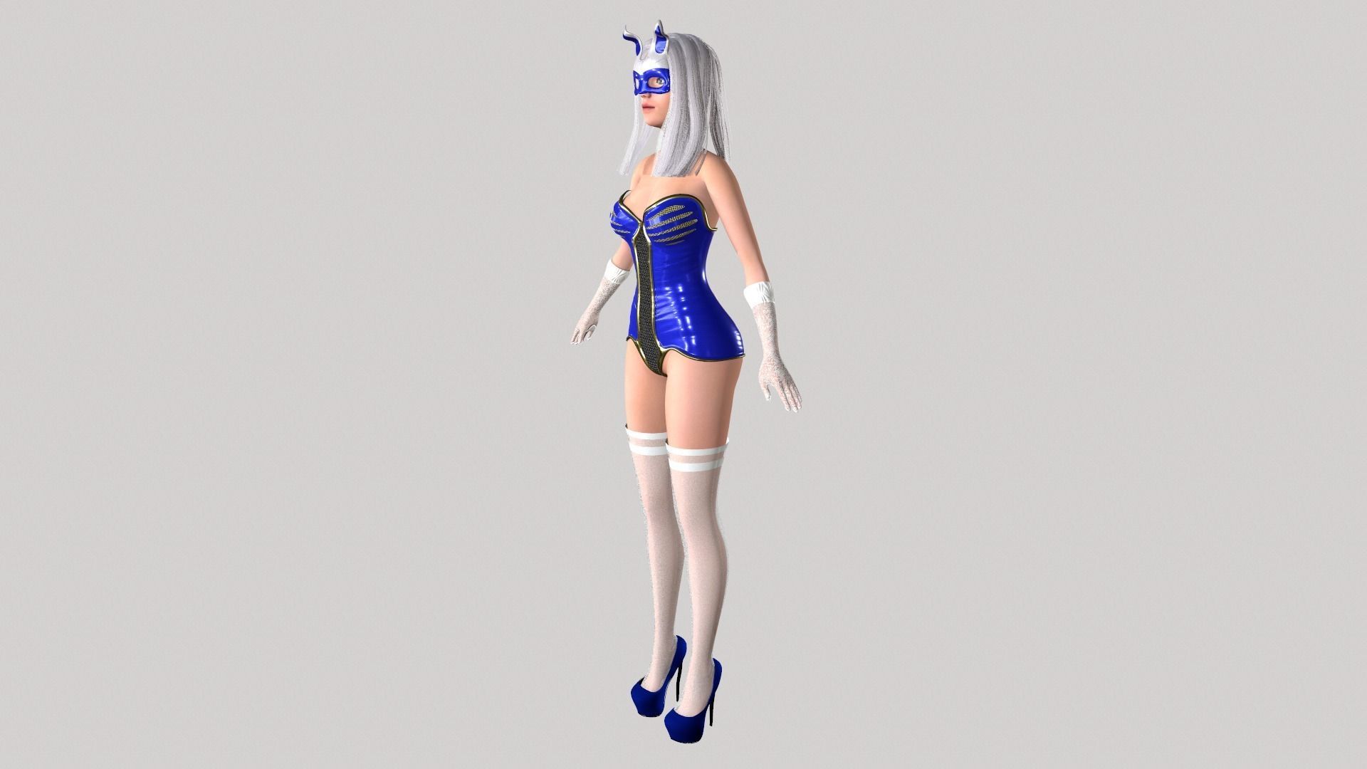 Bunny girl Low-poly 3D model_8