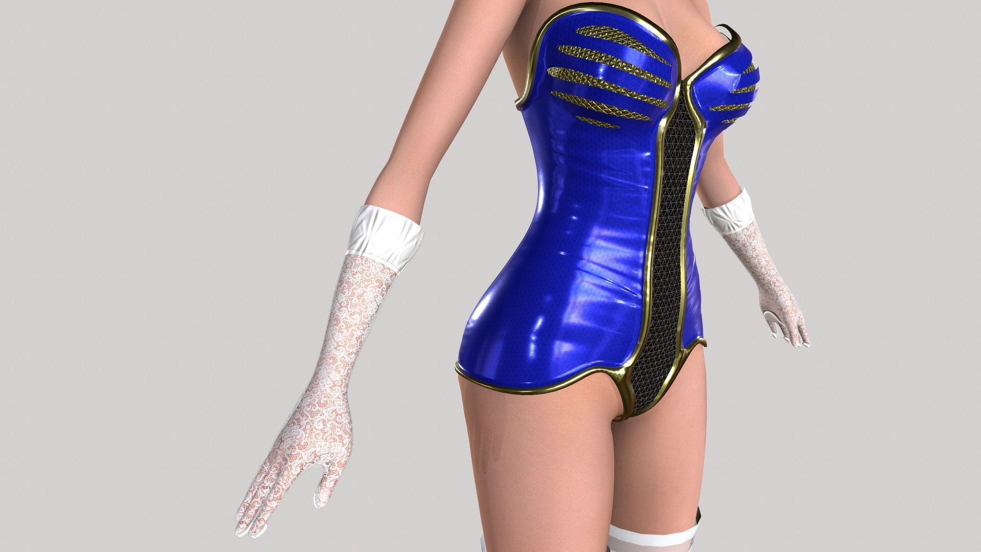 Bunny girl Low-poly 3D model_6