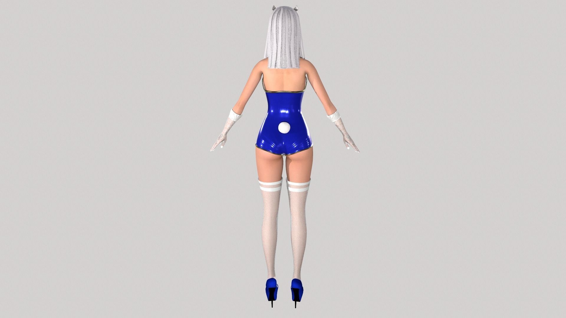 Bunny girl Low-poly 3D model_4