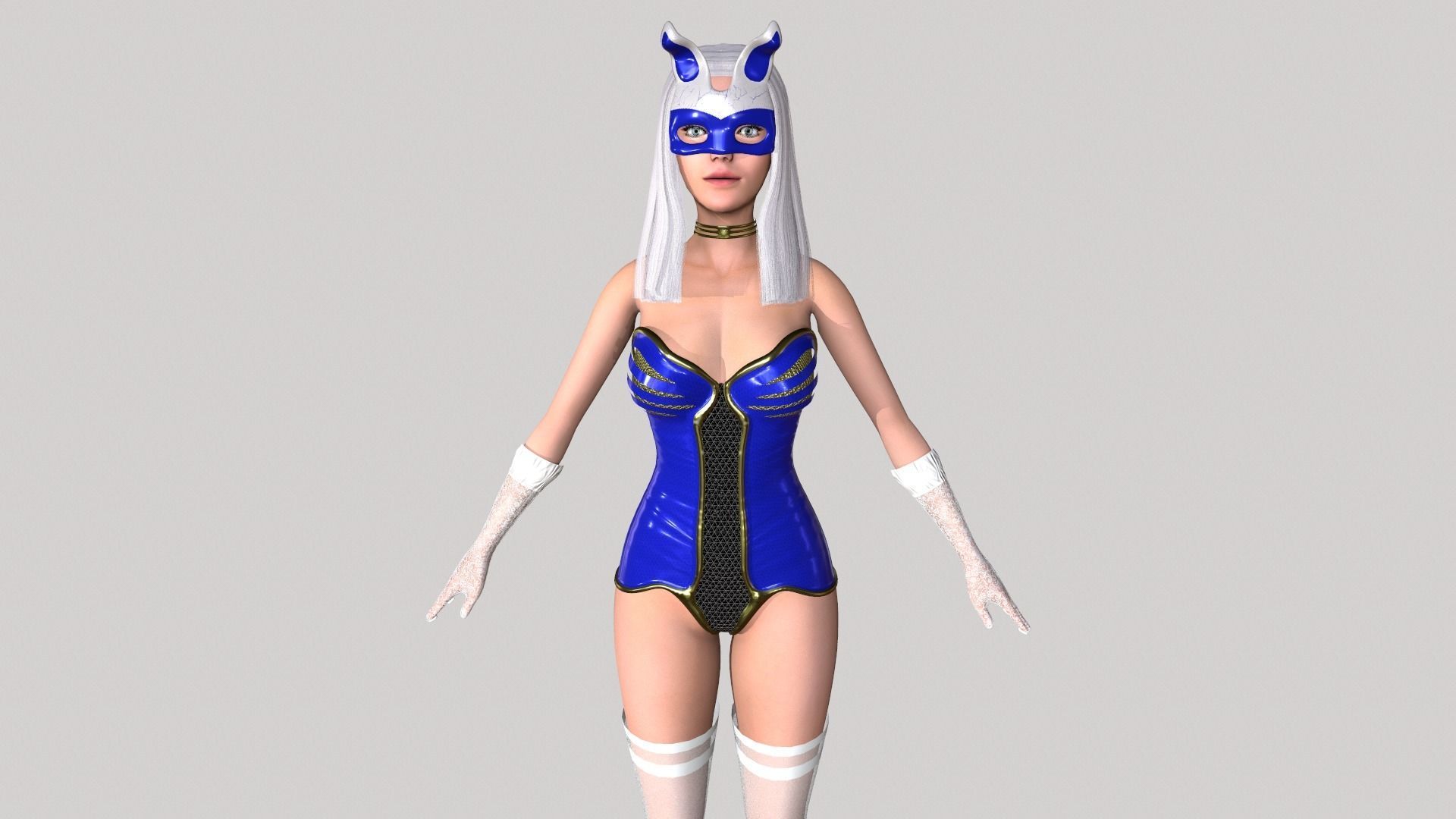 Bunny girl Low-poly 3D model_5