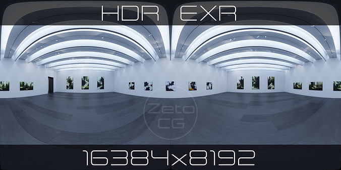 HDRI - Art Museum Gallery Interior 30 - 16384x8192 Texture