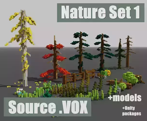 Nature Pack MagicaVoxel Source Low-poly 3D model