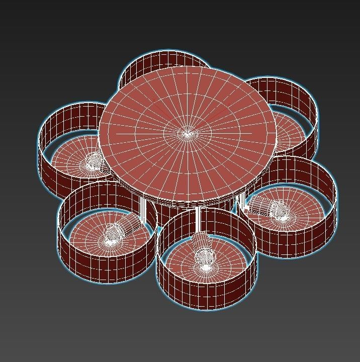 foresta-sl483-502-07 ceiling light with six round shades 3D model_2