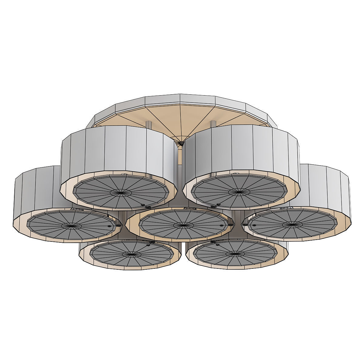 foresta-sl483-502-07 ceiling light with six round shades 3D model_1