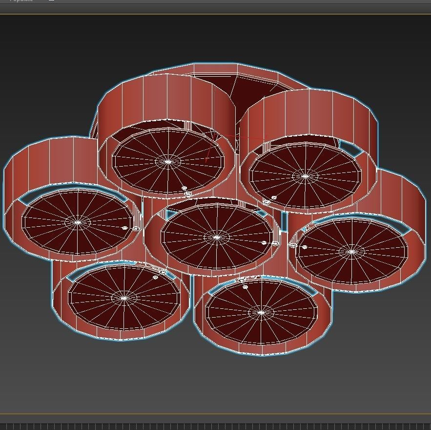 foresta-sl483-502-07 ceiling light with six round shades 3D model_5