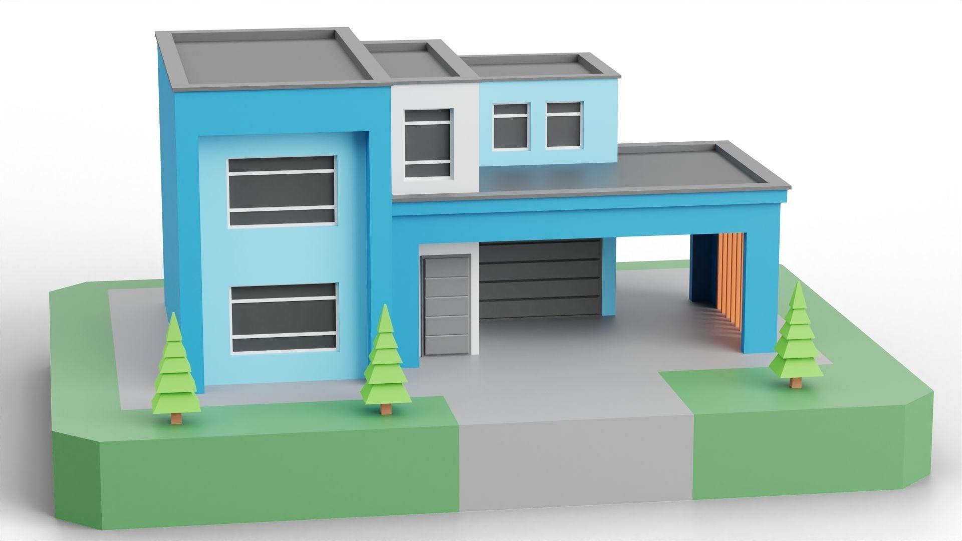 Low Poly Modern House Pack - 20 Houses 04 Low-poly 3D model_16