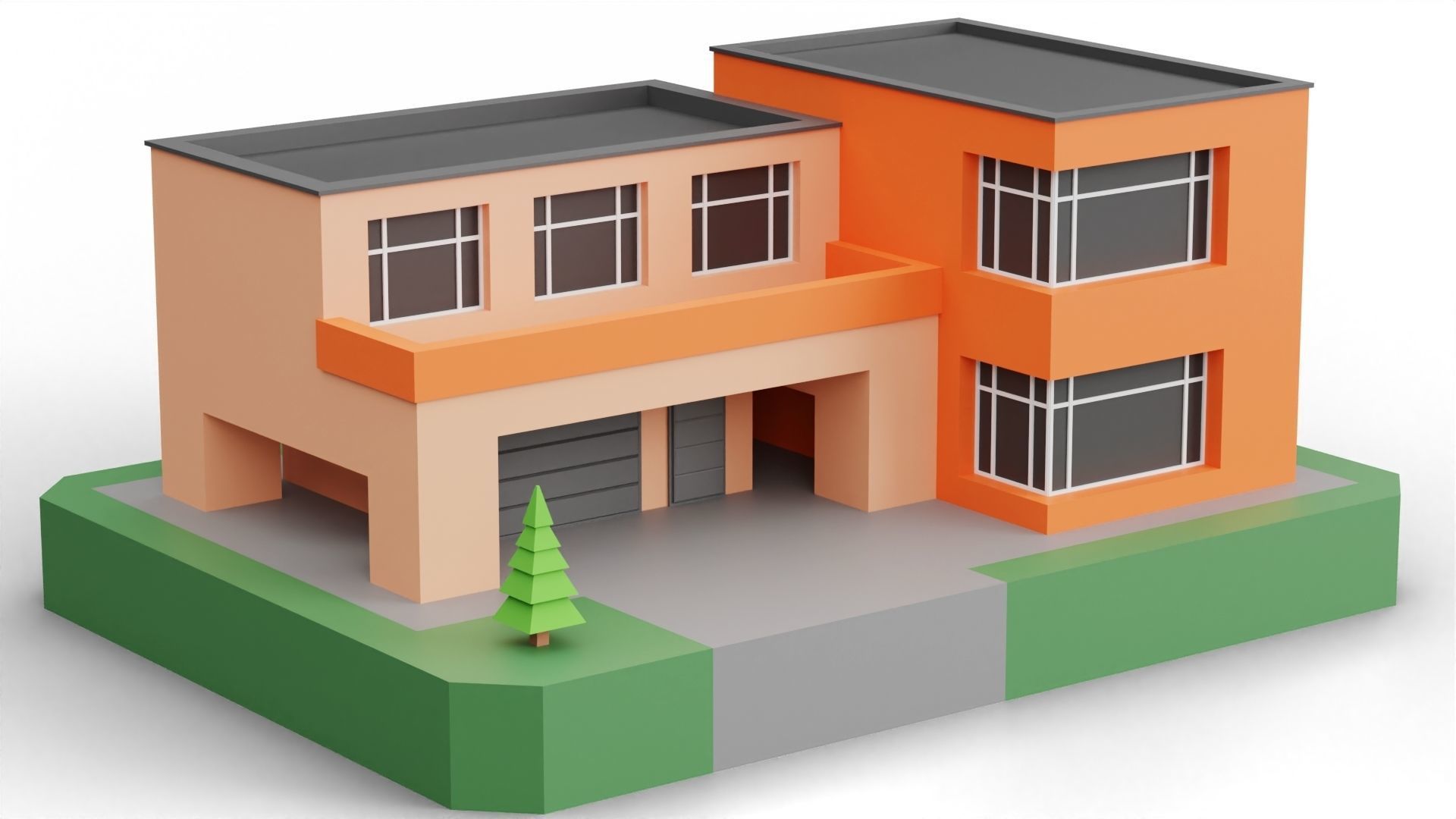 Low Poly Modern House Pack - 20 Houses 04 Low-poly 3D model_10