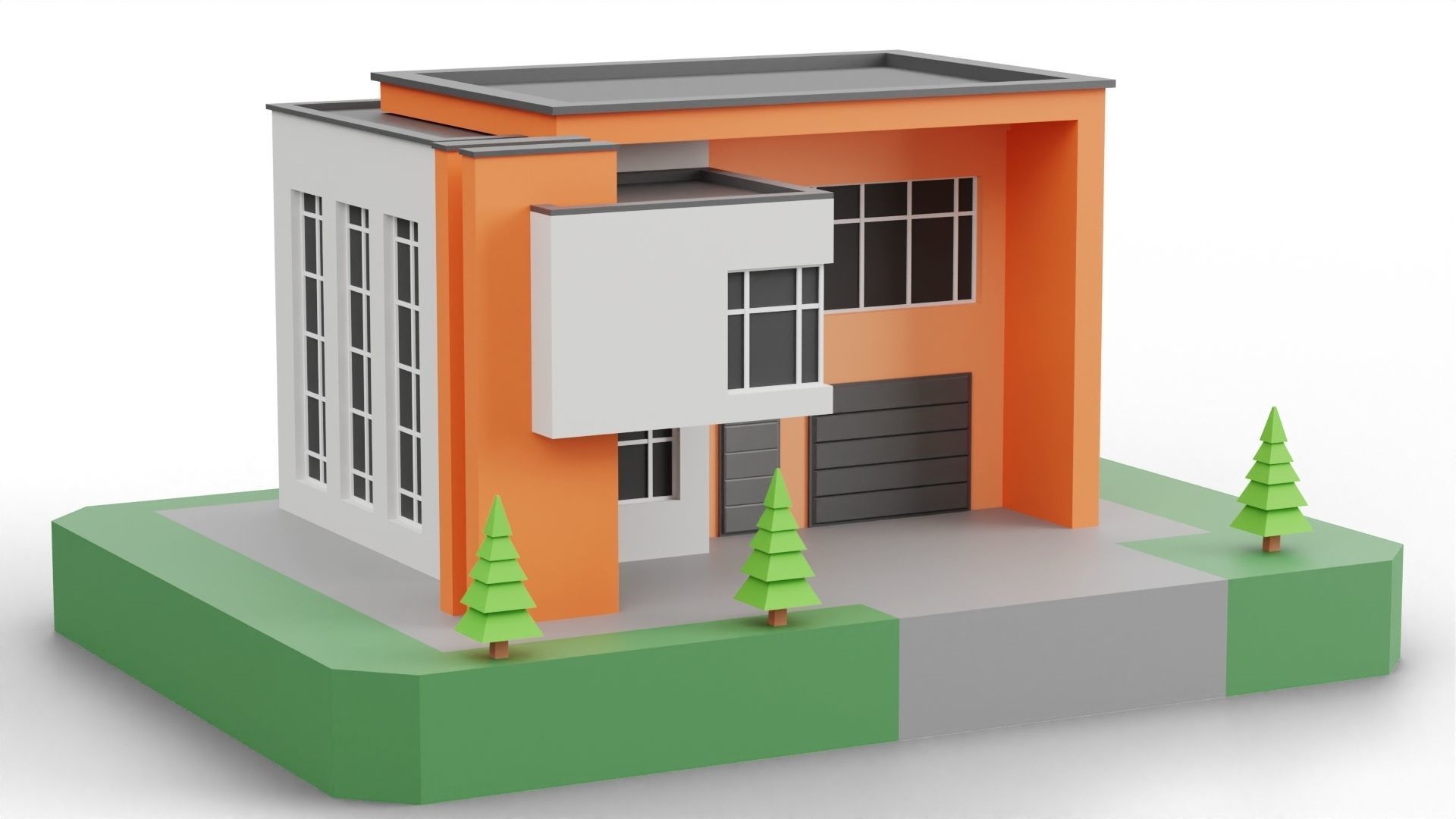 Low Poly Modern House Pack - 20 Houses 04 Low-poly 3D model_4