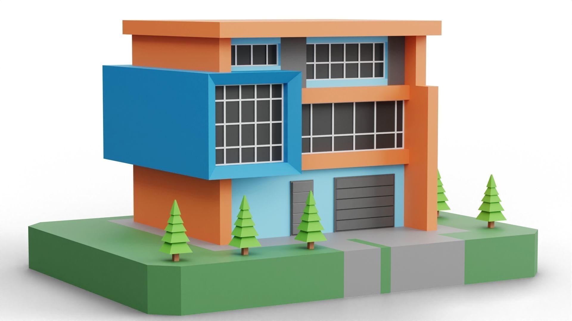 Low Poly Modern House Pack - 20 Houses 04 Low-poly 3D model_7