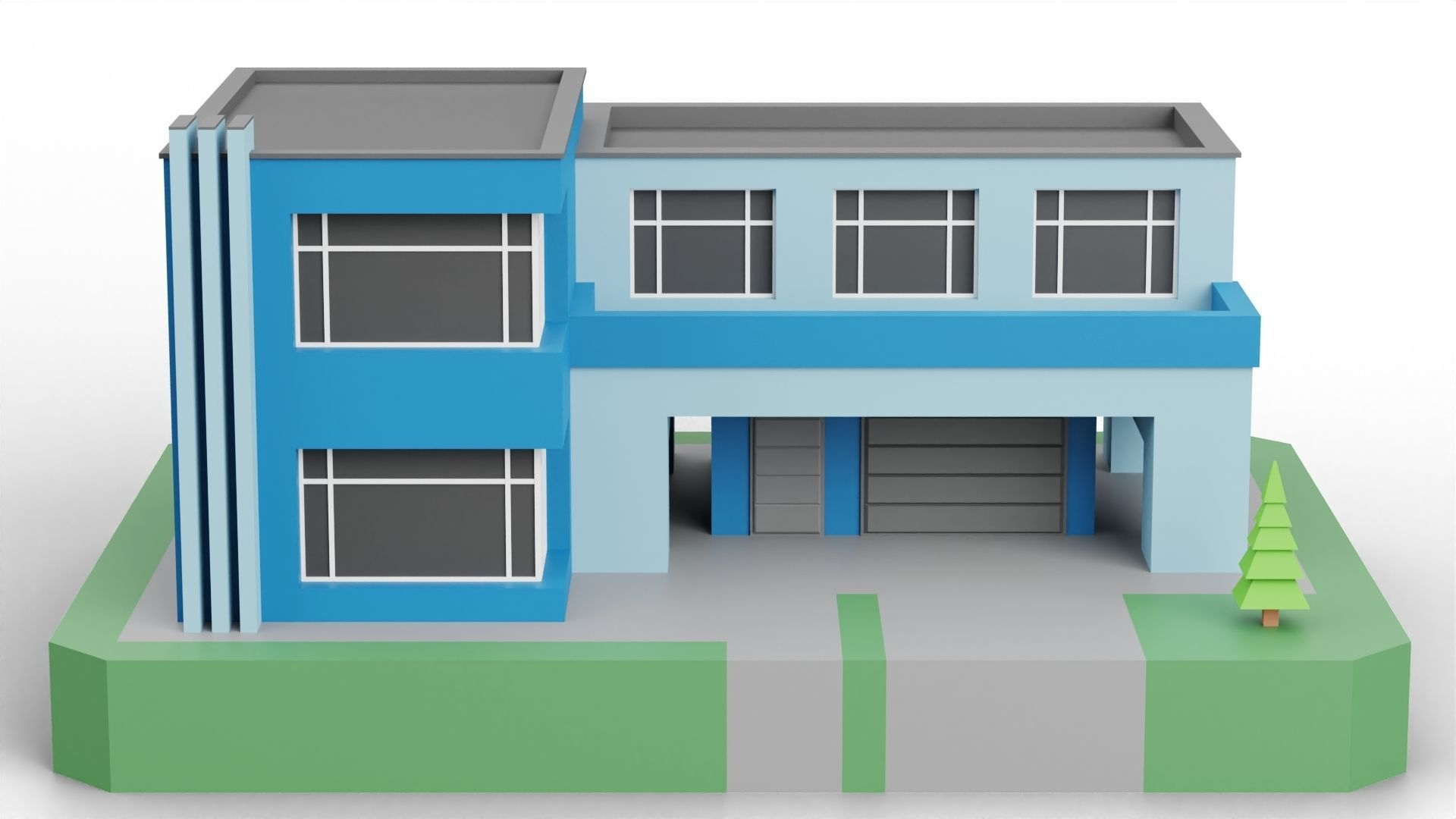 Low Poly Modern House Pack - 20 Houses 04 Low-poly 3D model_14