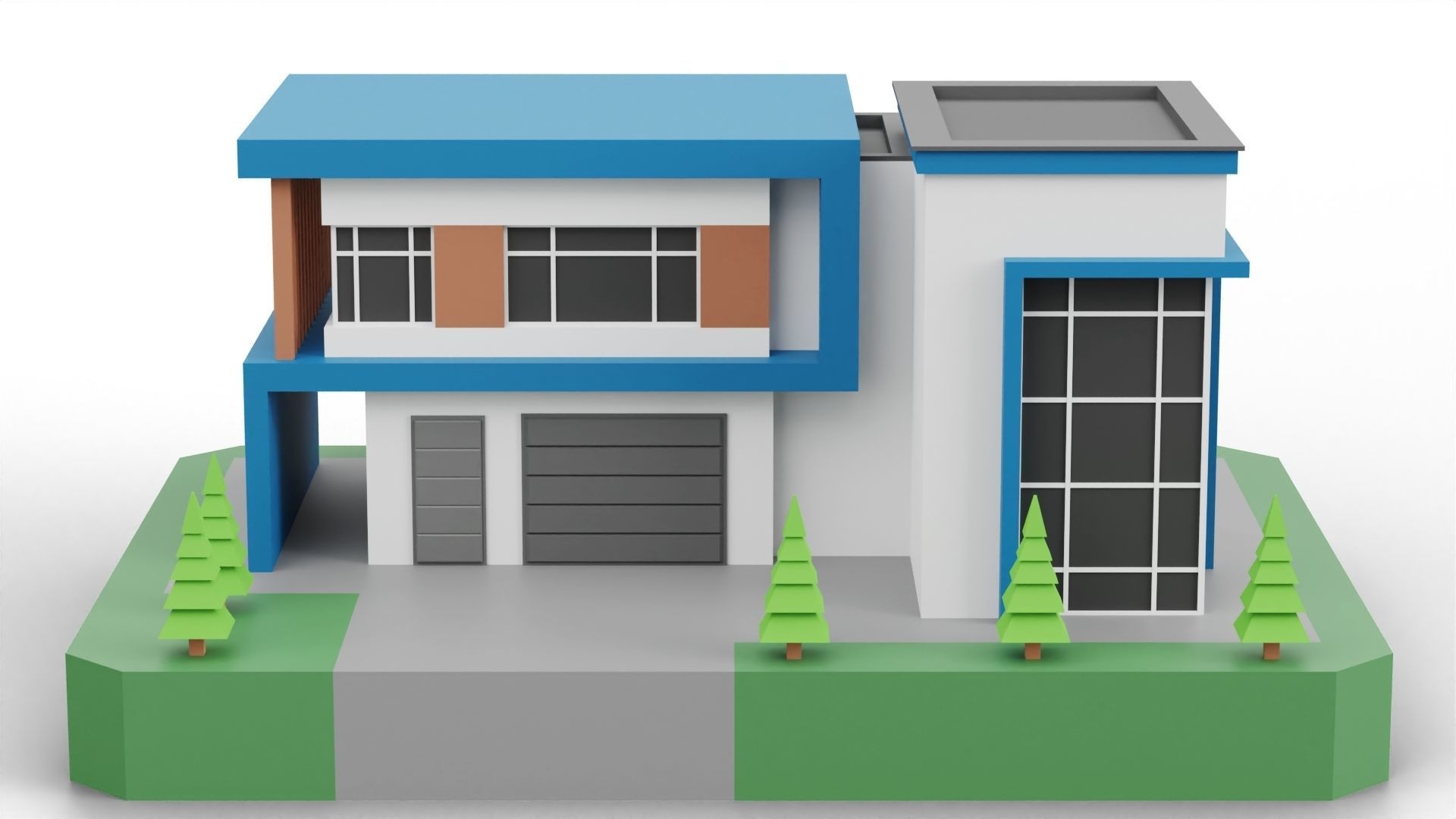 Low Poly Modern House Pack - 20 Houses 04 Low-poly 3D model_13