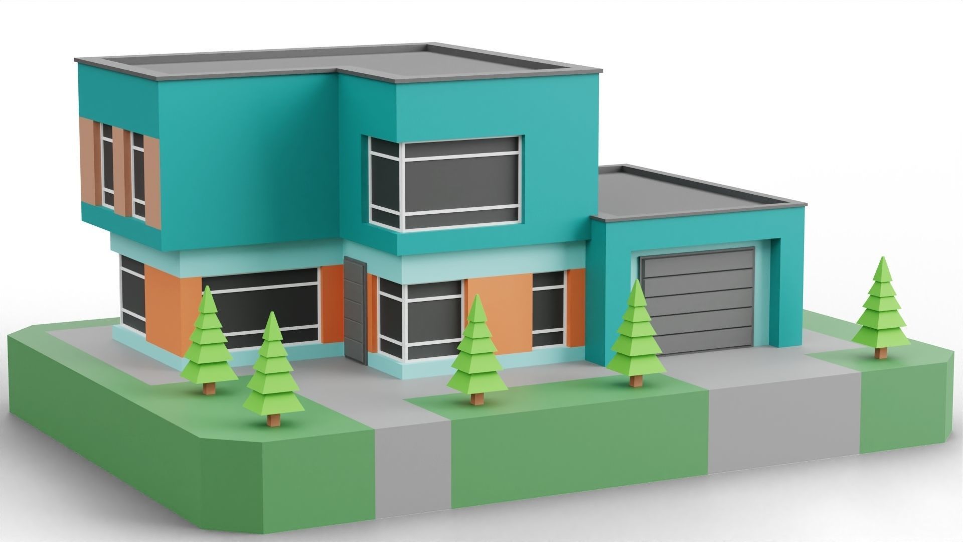 Low Poly Modern House Pack - 20 Houses 04 Low-poly 3D model_15