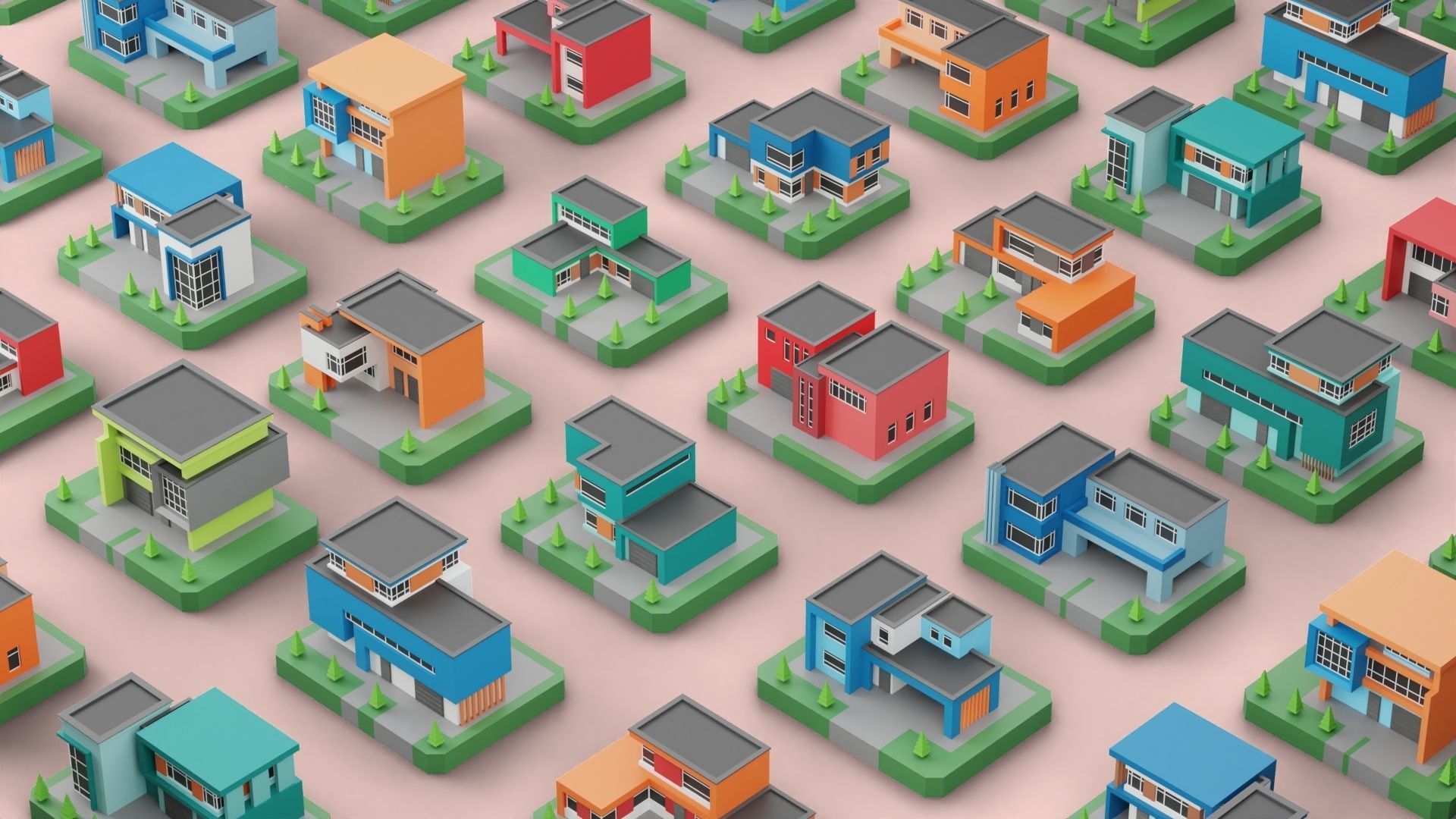Low Poly Modern House Pack - 20 Houses 04 Low-poly 3D model_3