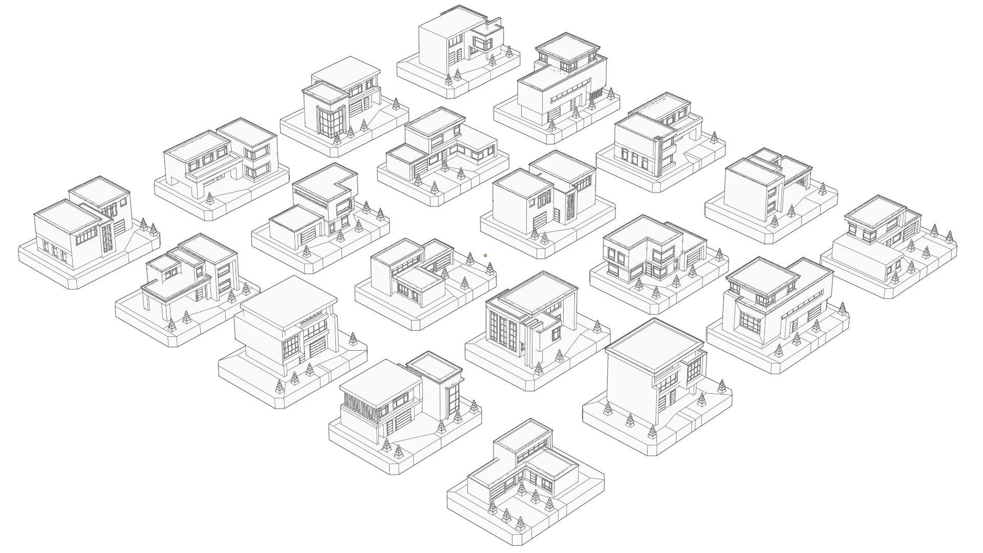 Low Poly Modern House Pack - 20 Houses 04 Low-poly 3D model_25