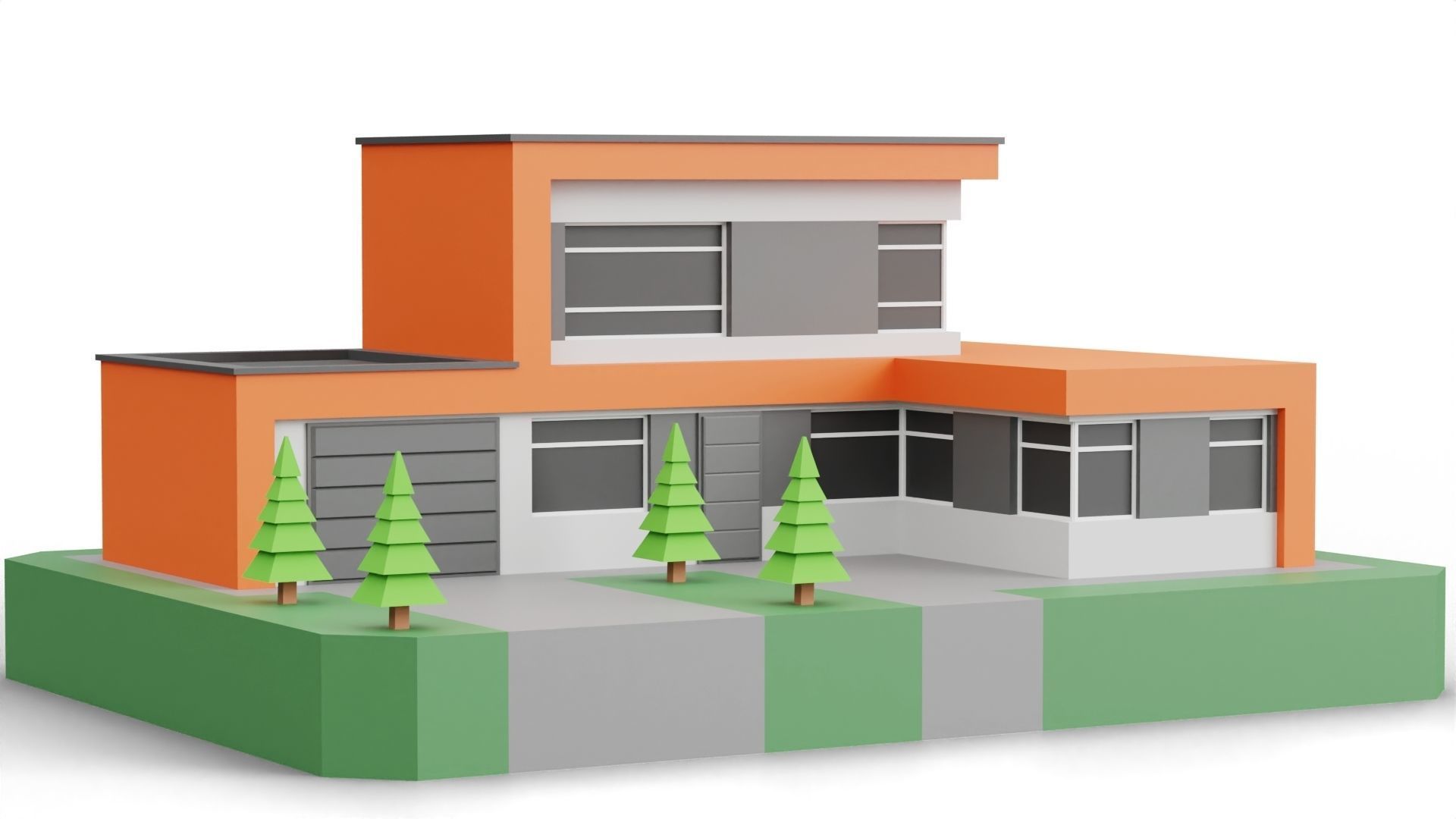 Low Poly Modern House Pack - 20 Houses 04 Low-poly 3D model_11