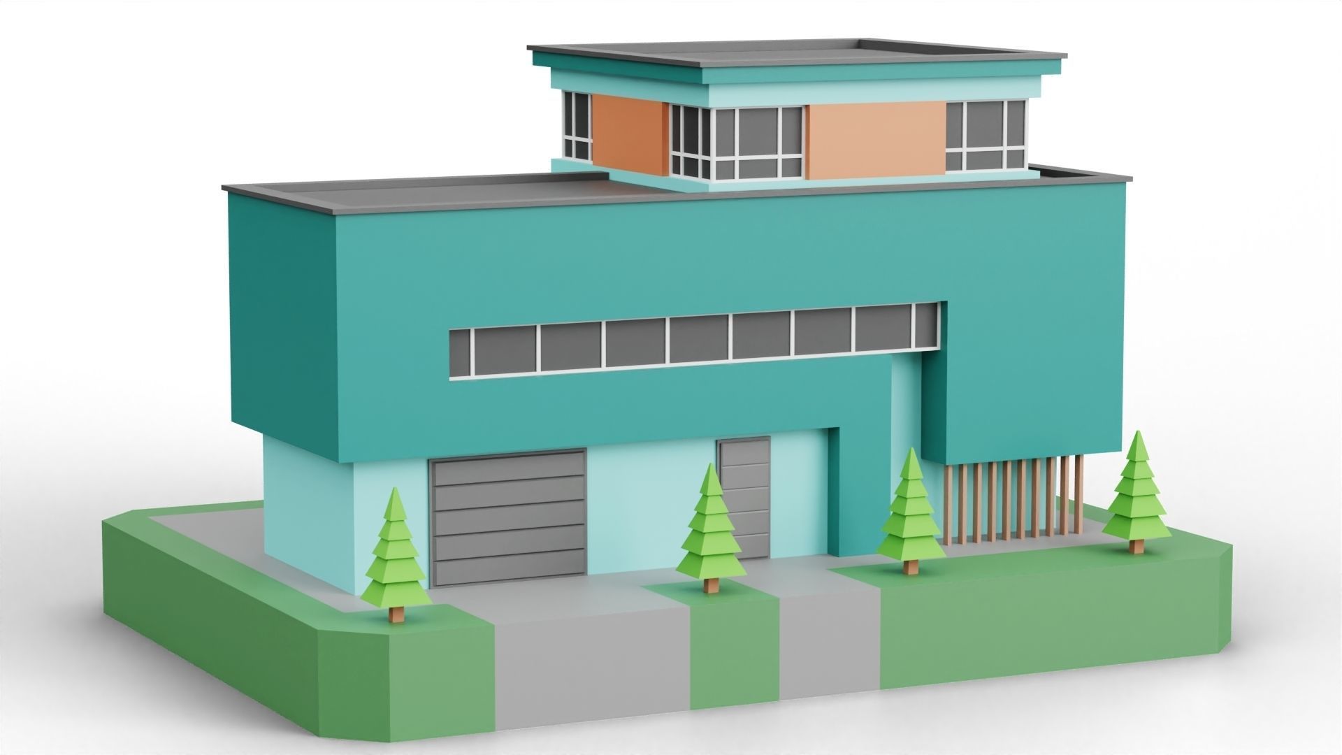Low Poly Modern House Pack - 20 Houses 04 Low-poly 3D model_12