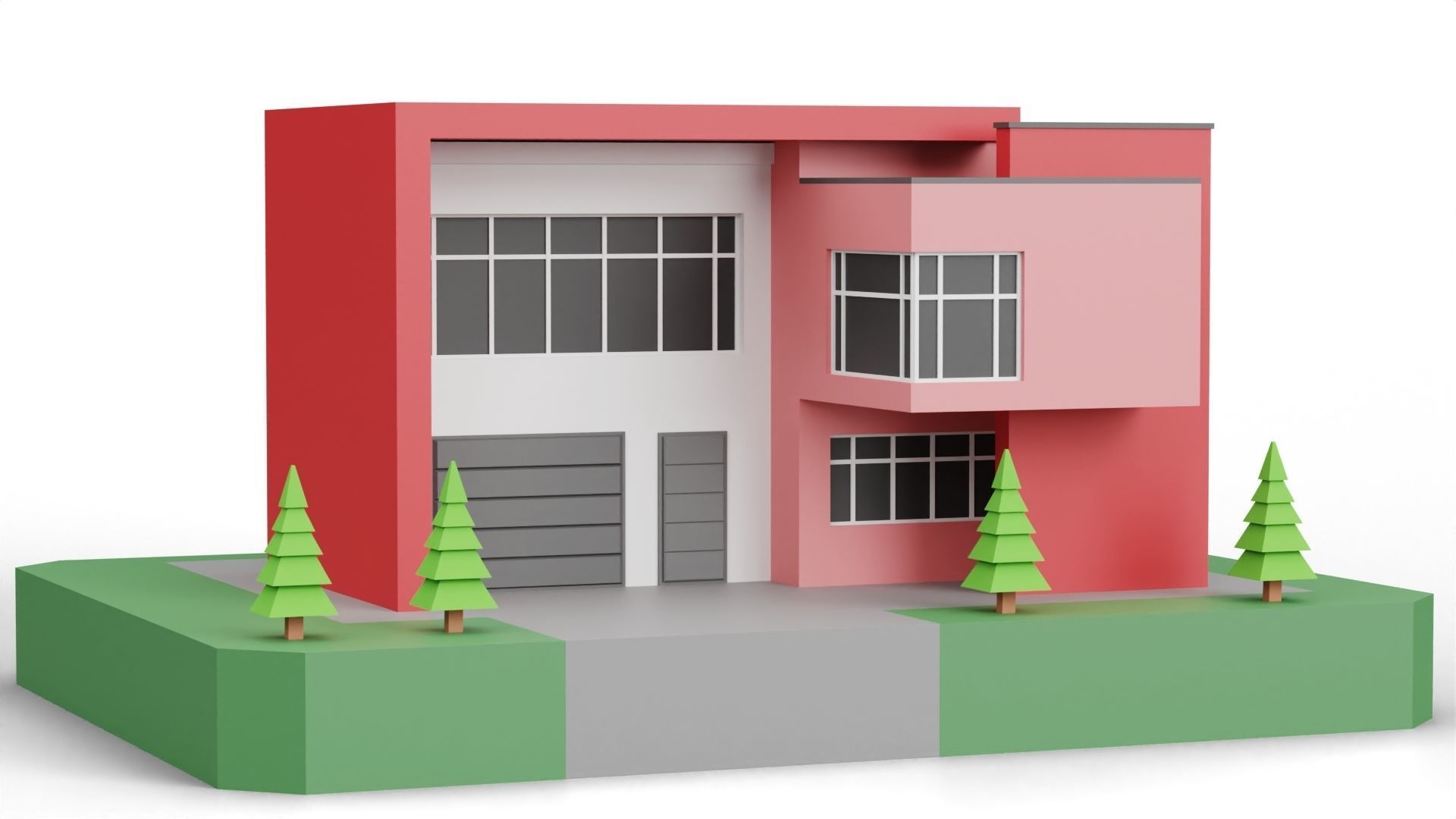 Low Poly Modern House Pack - 20 Houses 04 Low-poly 3D model_6