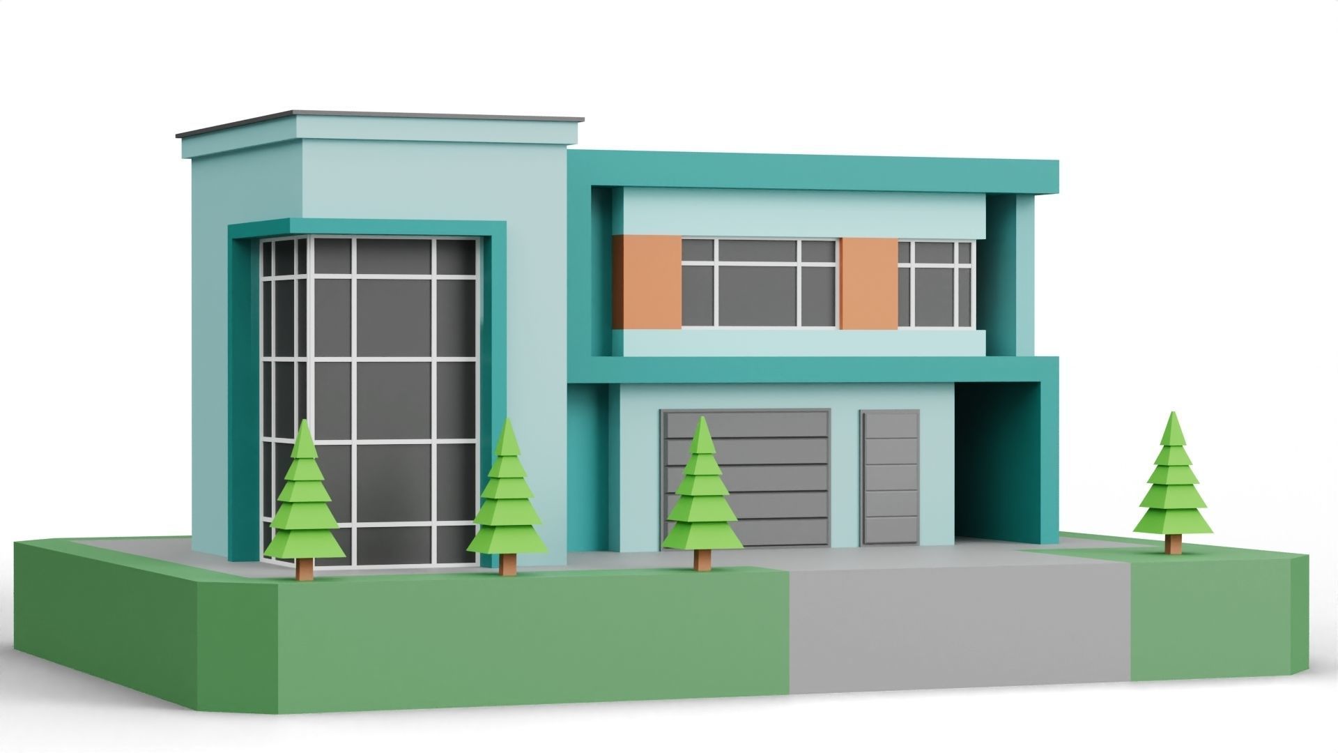 Low Poly Modern House Pack - 20 Houses 04 Low-poly 3D model_5