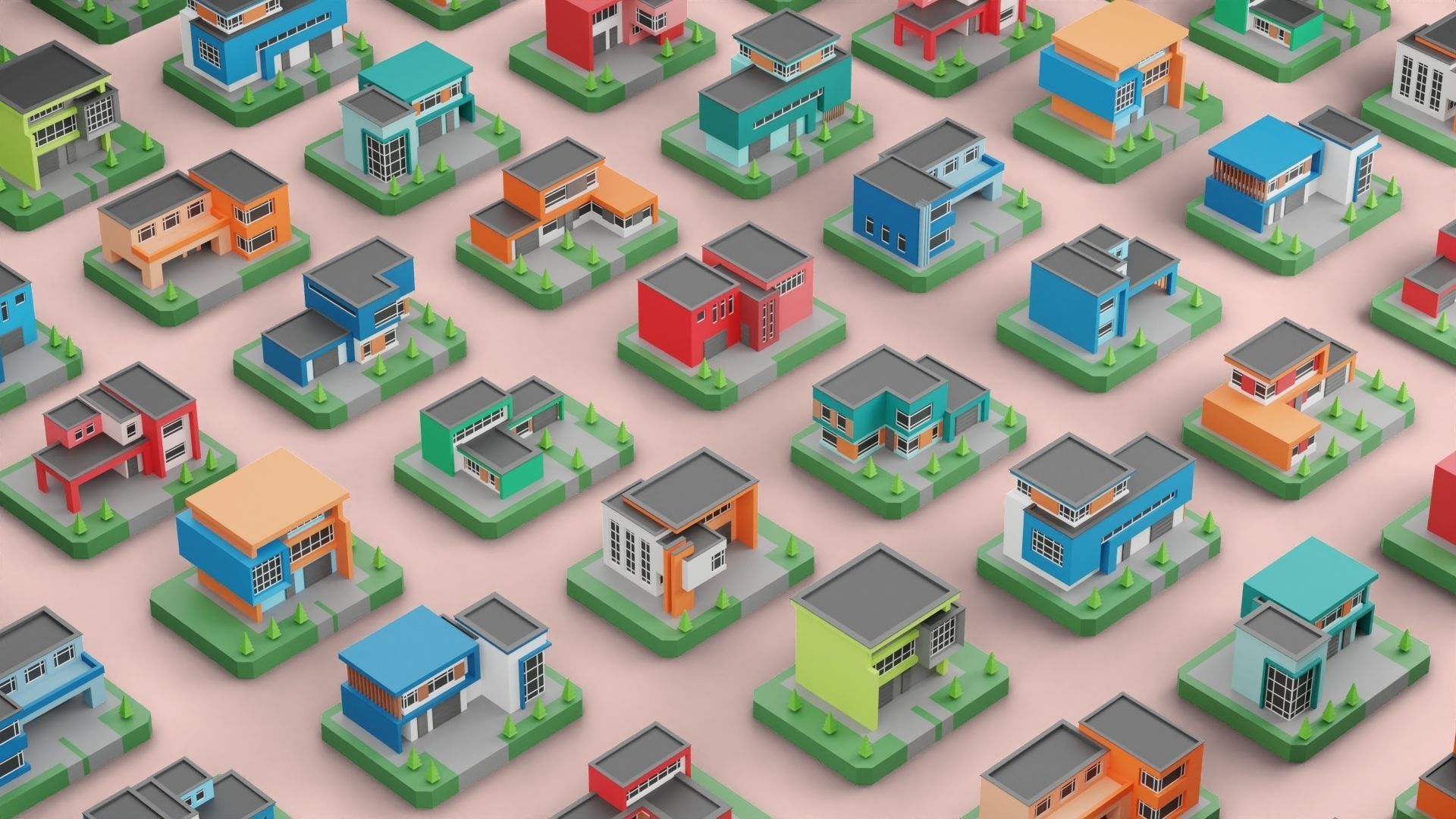 Low Poly Modern House Pack - 20 Houses 04 Low-poly 3D model_21