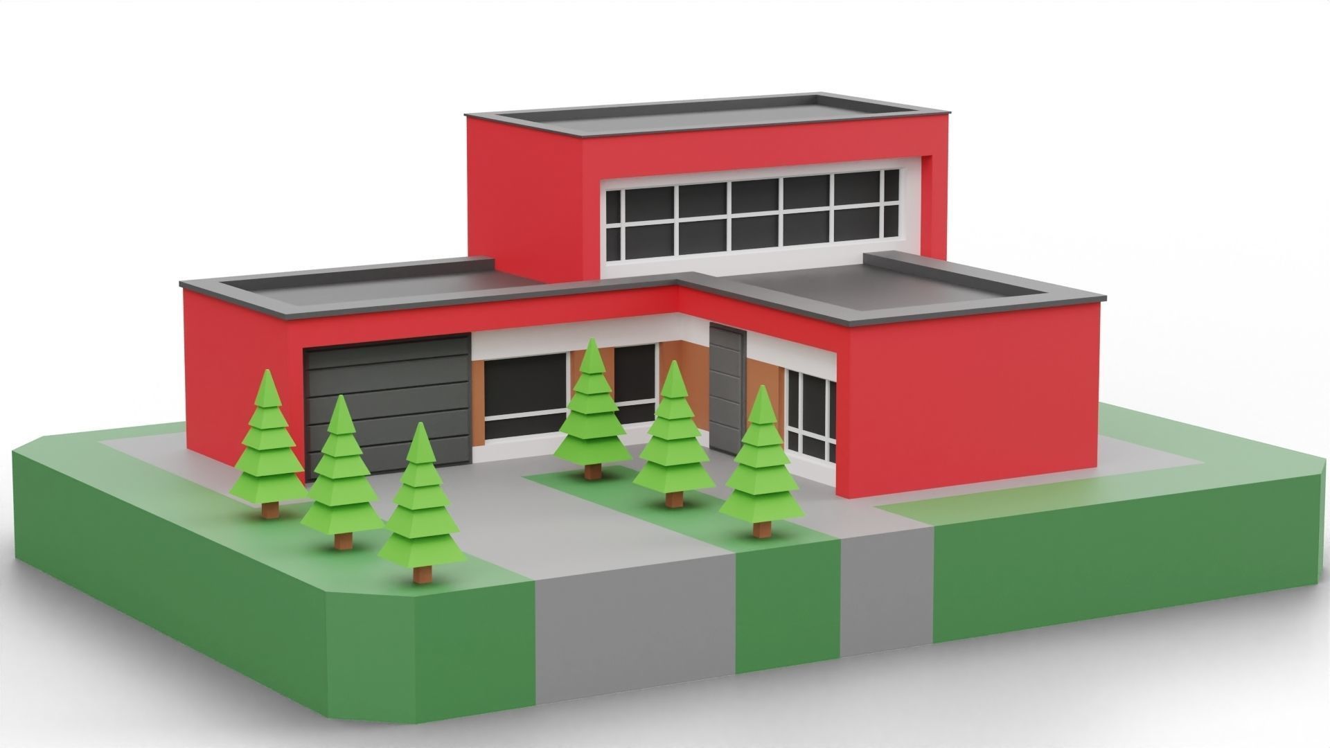 Low Poly Modern House Pack - 20 Houses 04 Low-poly 3D model_17