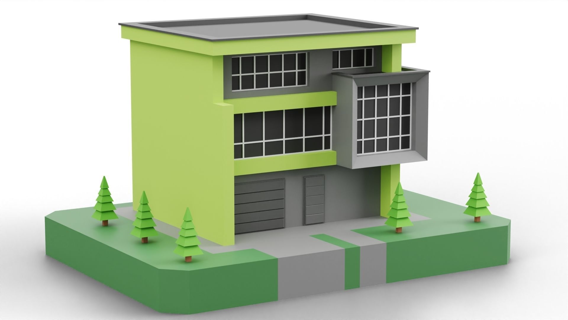 Low Poly Modern House Pack - 20 Houses 04 Low-poly 3D model_18