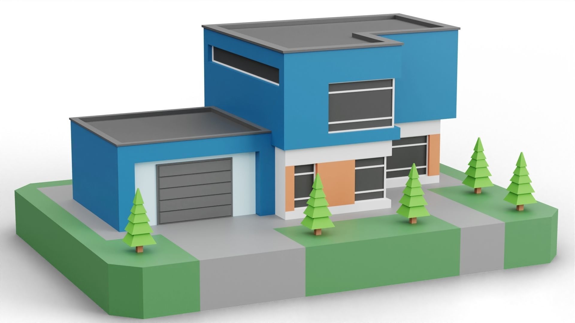 Low Poly Modern House Pack - 20 Houses 04 Low-poly 3D model_9