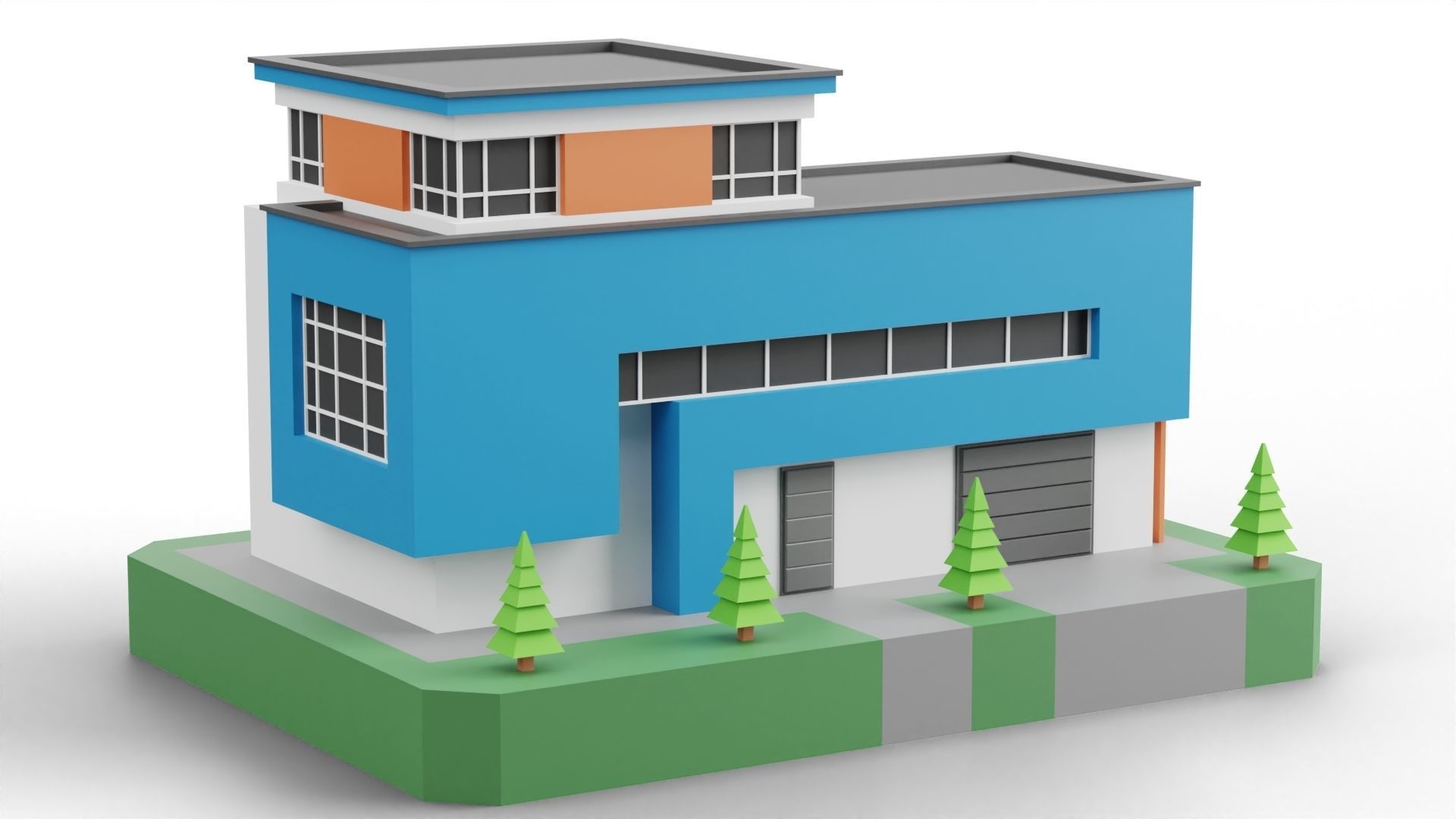 Low Poly Modern House Pack - 20 Houses 04 Low-poly 3D model_19