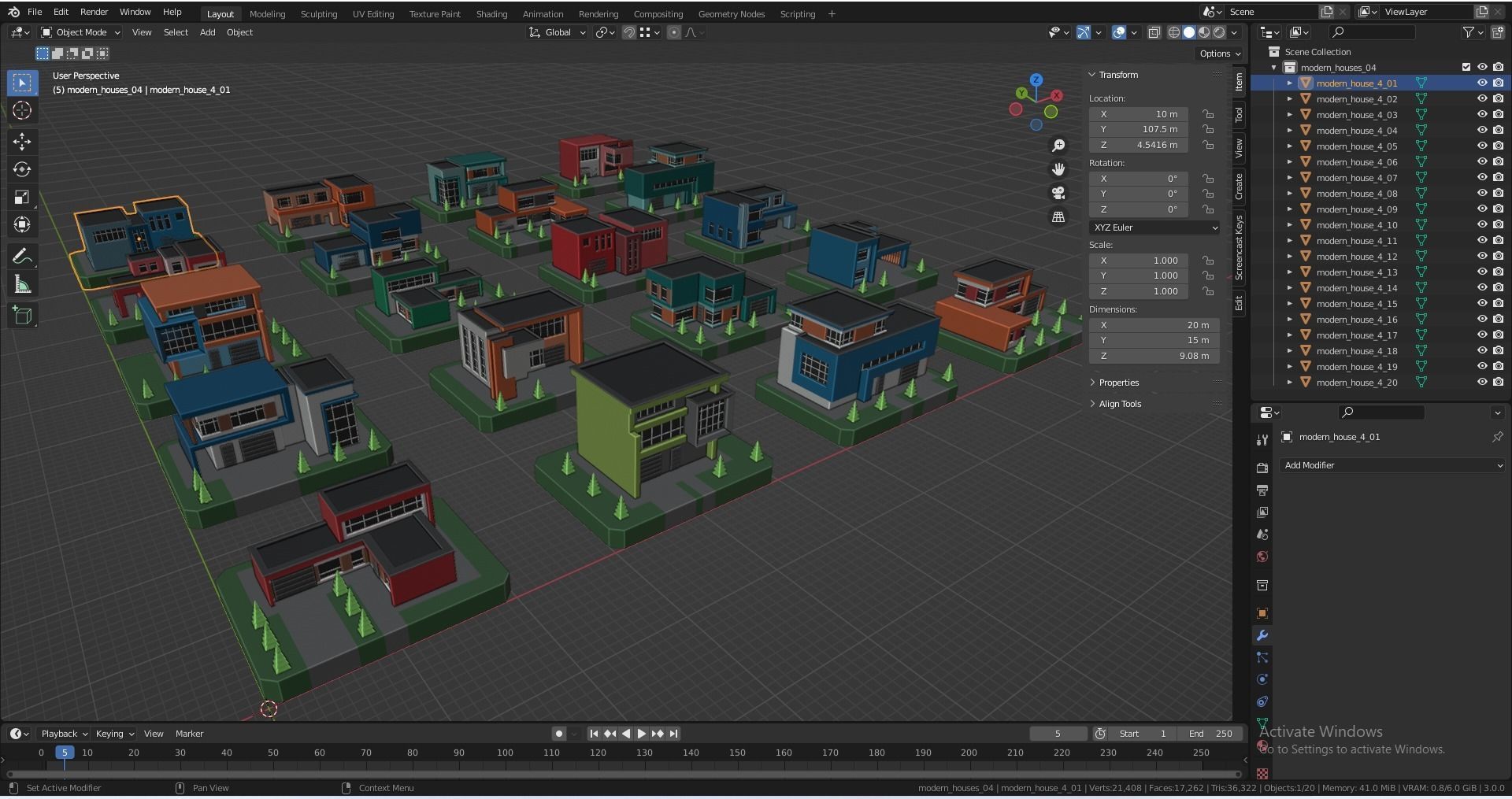 Low Poly Modern House Pack - 20 Houses 04 Low-poly 3D model_26