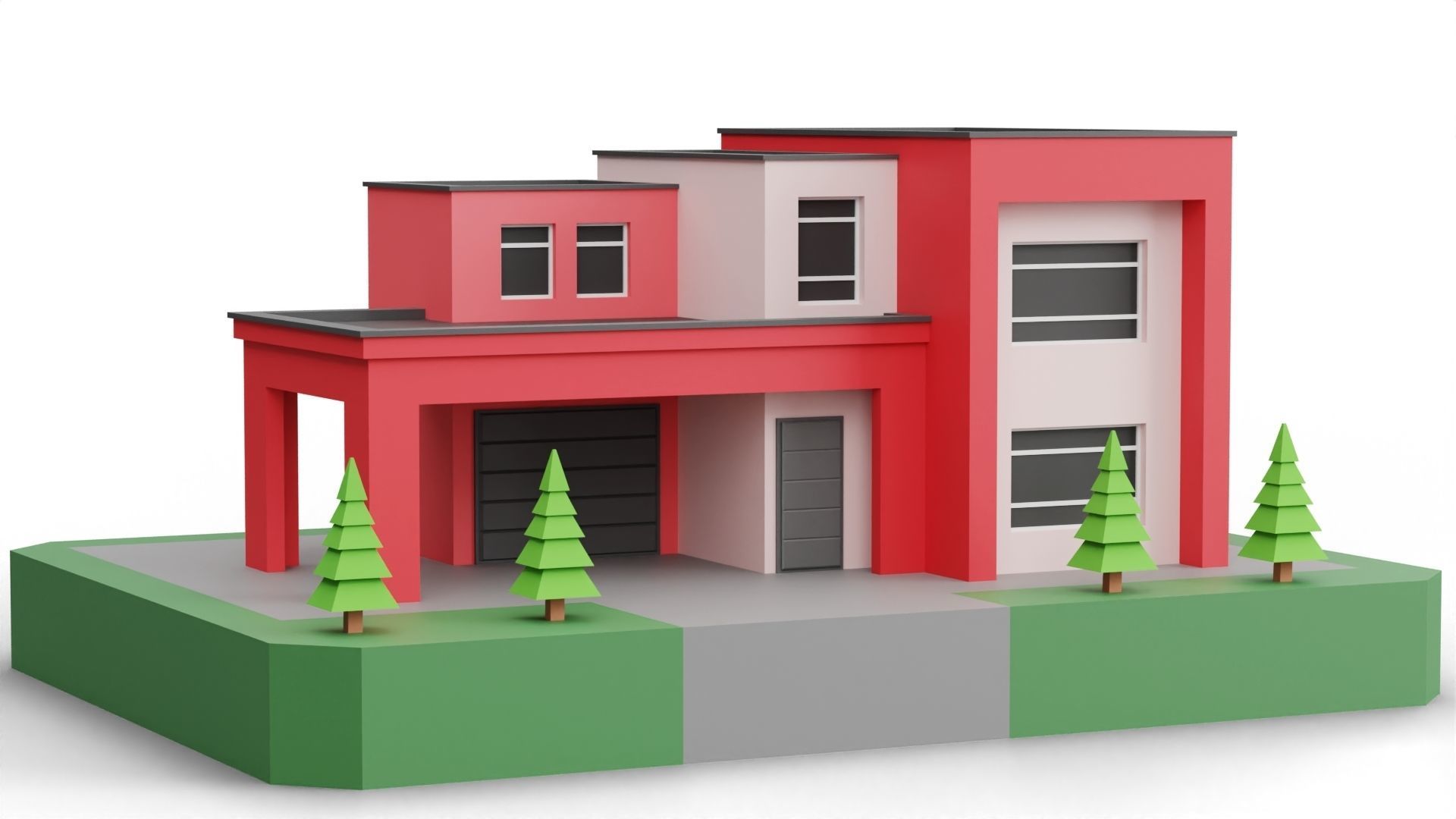 Low Poly Modern House Pack - 20 Houses 04 Low-poly 3D model_8