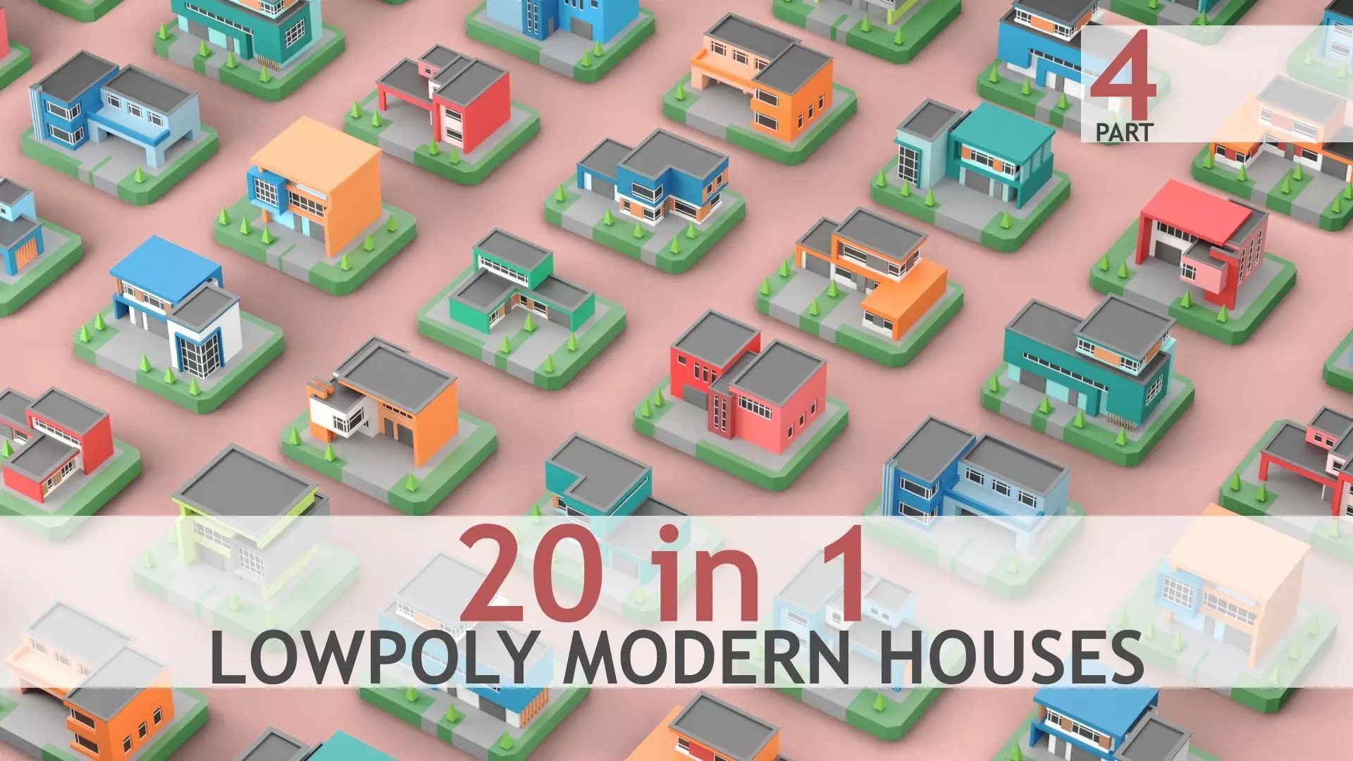 Low Poly Modern House Pack - 20 Houses 04 Low-poly 3D model_0
