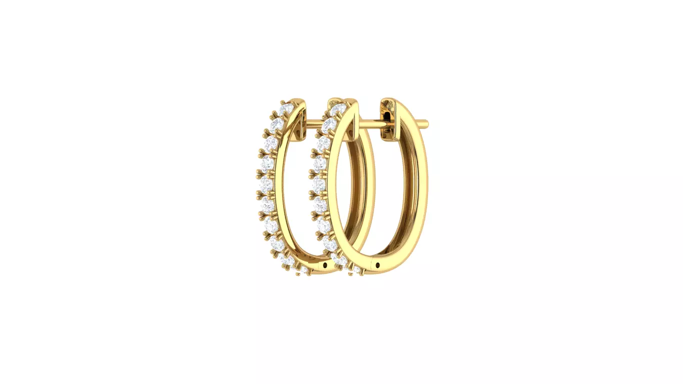 ER-Hoop-V2 two gold hoop earrings with diamonds 3D print model