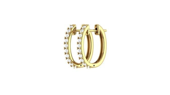 ER-Hoop-V2 two gold hoop earrings with diamonds 3D print model