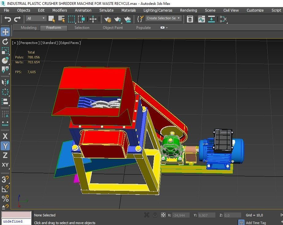 INDUSTRIAL PLASTIC CRUSHER SHREDDER MACHINE FOR WASTE RECYCLE 3D model_8