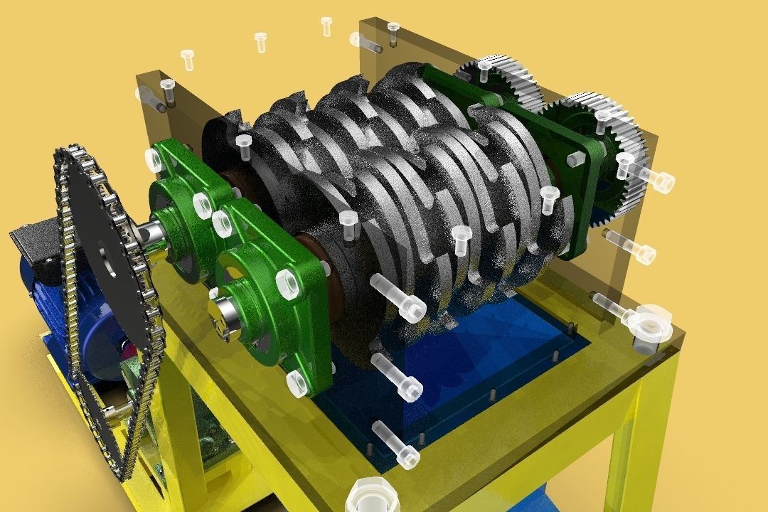 INDUSTRIAL PLASTIC CRUSHER SHREDDER MACHINE FOR WASTE RECYCLE 3D model_5