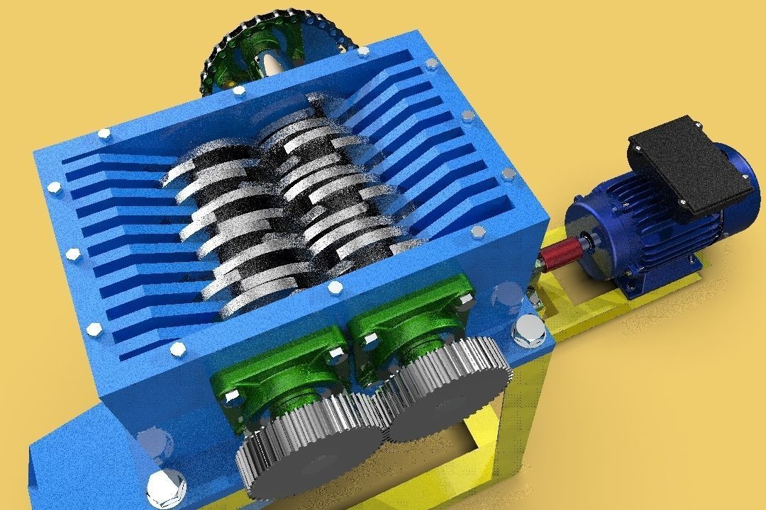 INDUSTRIAL PLASTIC CRUSHER SHREDDER MACHINE FOR WASTE RECYCLE 3D model_6